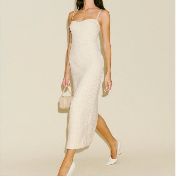 Reformation Dresses & Skirts - Reformation Cream Spaghetti-Strap Knit Midi Dress